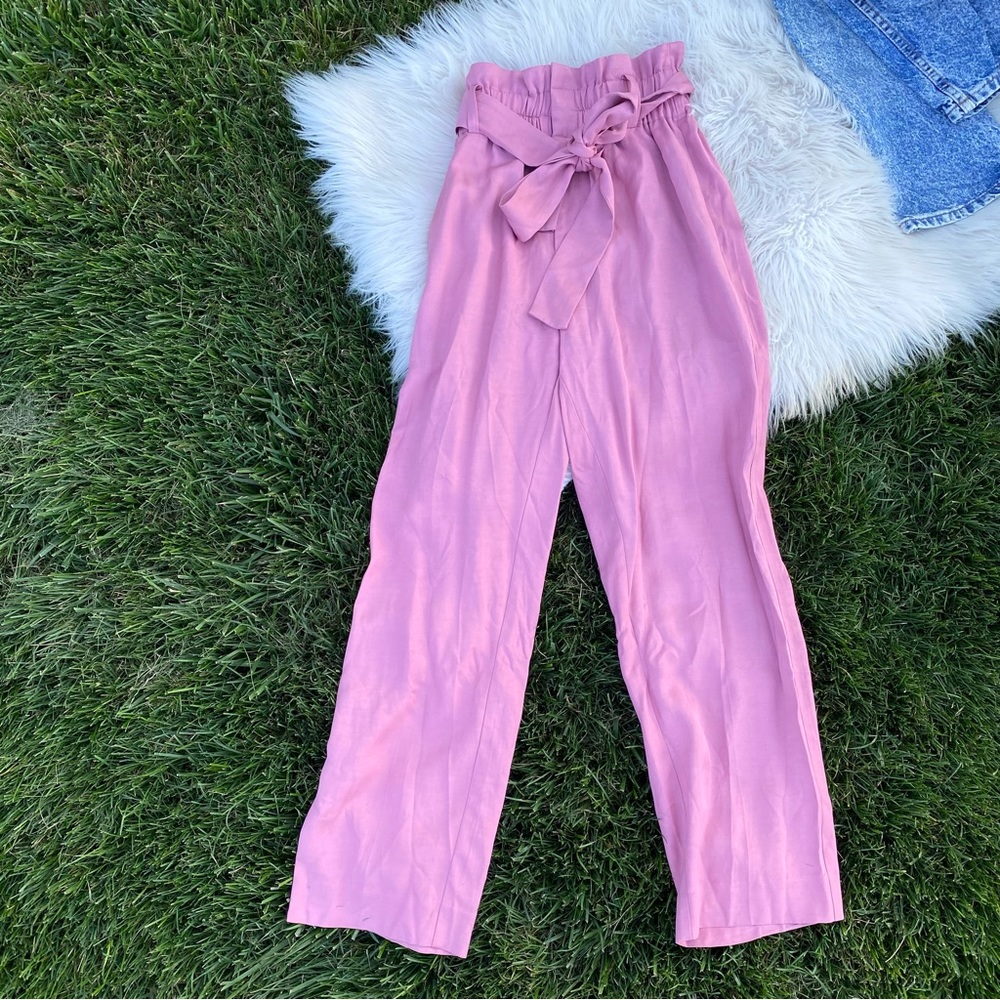 Point Sur J. Crew pink tie waist paper bag pants 0